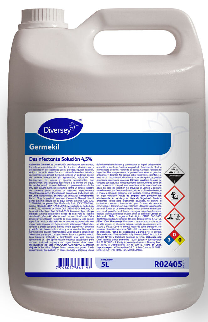 GERMEKILL 4x5L - LIMPIADOR DESINFECTANTE DE SUPERFICIES